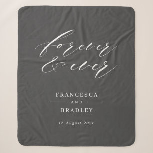 Forever & Ever Graue Kalligrafie Hochzeitsgeschenk Sherpadecke