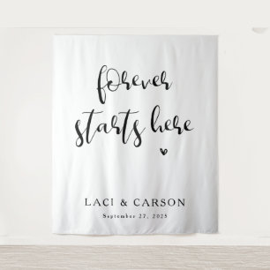 Forever fängt hier an - Personalisierter Hochzeitb Wandteppich