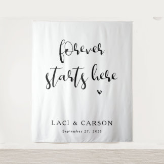 Forever fängt hier an - Personalisierter Hochzeitb Wandteppich