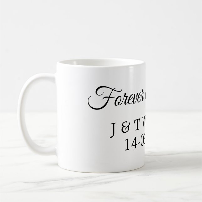 Forever & Forever fügen Sie Ehegatten Datum Liebe  Kaffeetasse (Links)