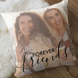 Forever Friends schwarze Schrift Overlay 2 Foto Kissen