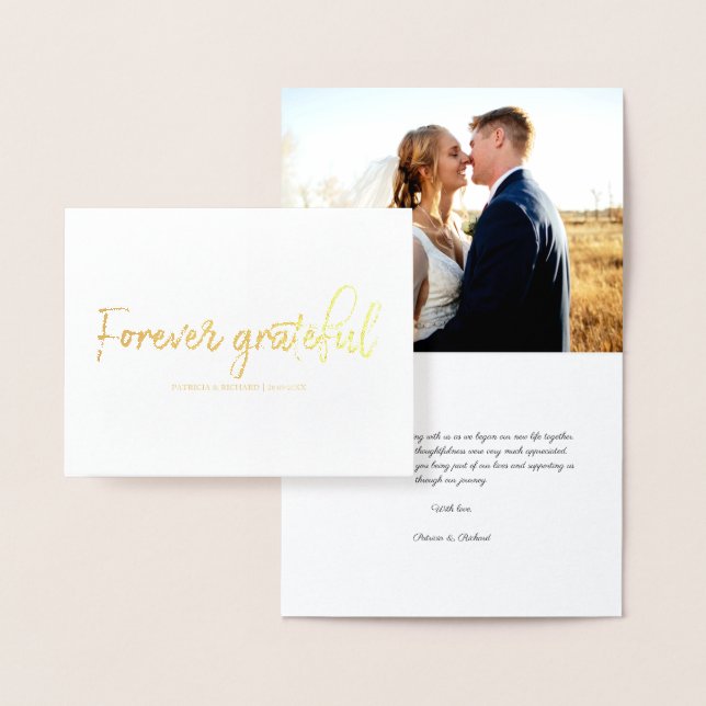 Forever Grateful stylish Wedding Danke Foto Folienkarte (Anzeige)