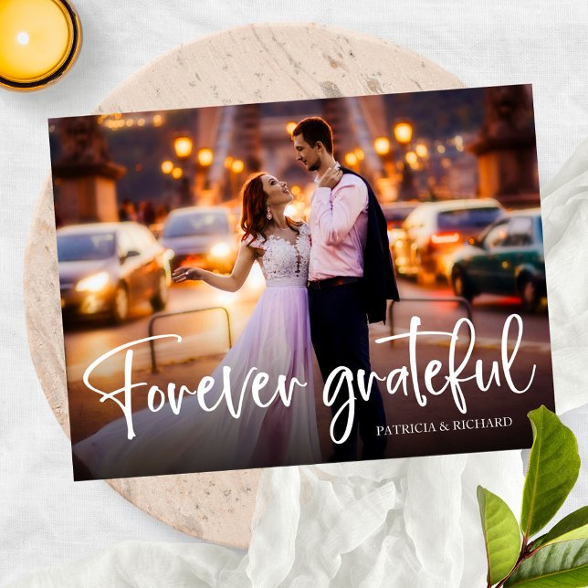 Forever Grateful Wedding Danke Foto Postkarte (Von Creator hochgeladen)