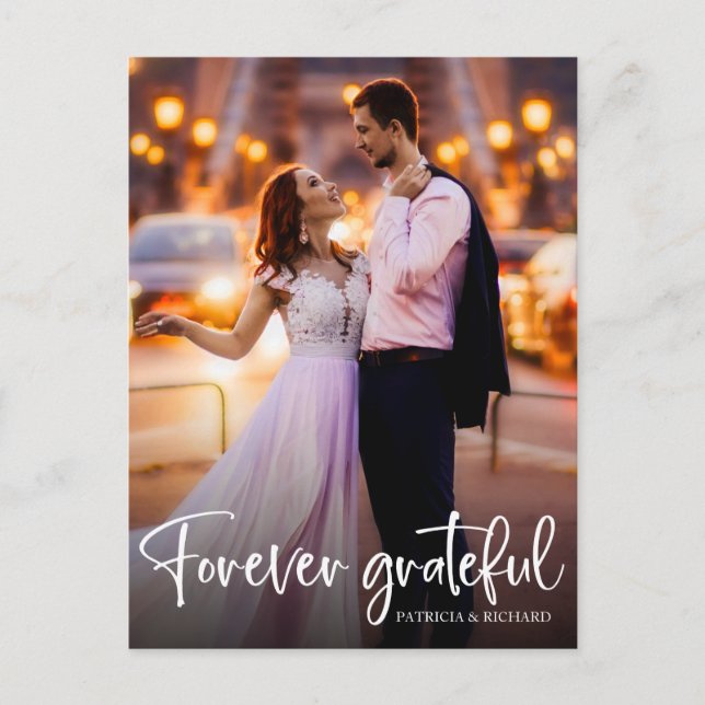 Forever Grateful Wedding Thank You Photo Postcard Postkarte (Vorderseite)