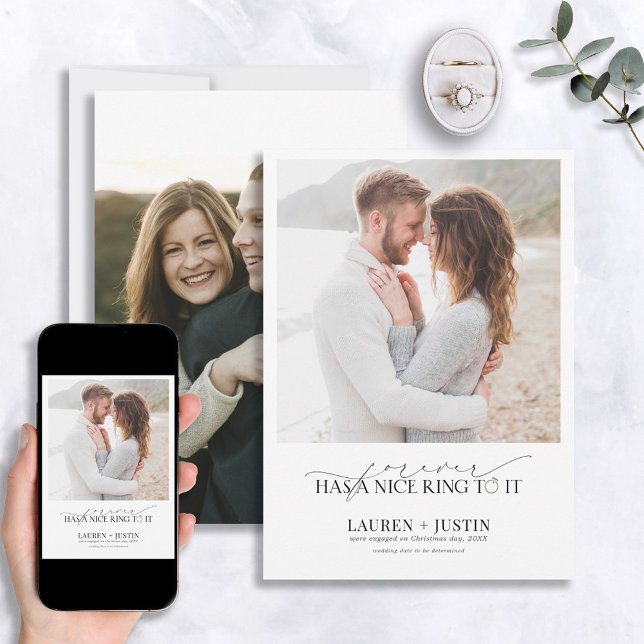 Forever hat einen schönen Ring Quote 2 Foto Verlob Einladung (Von Creator hochgeladen)