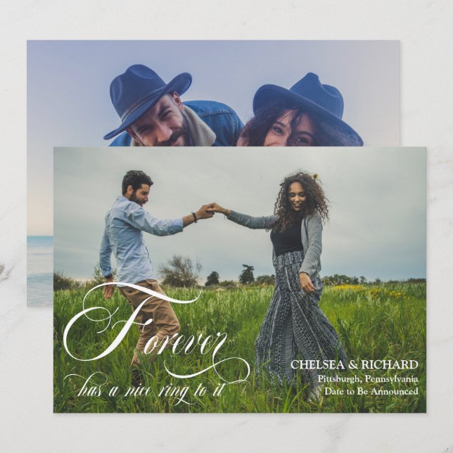 Forever hat einen schönen Ring zu es 2 Foto Verlob Ankündigung (Vorne/Hinten)