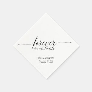 Forever Hearts Elegante Schriftzug-Gedenkbestatt Serviette