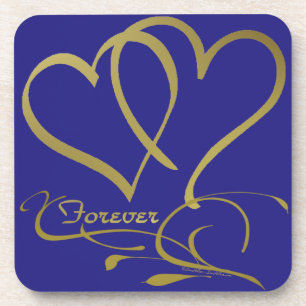 Forever Hearts Gold bearbeitbare Hintergrundfarben Getränkeuntersetzer