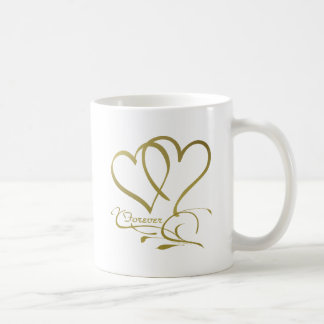 Forever Hearts Gold bearbeitbare Hintergrundfarben Kaffeetasse