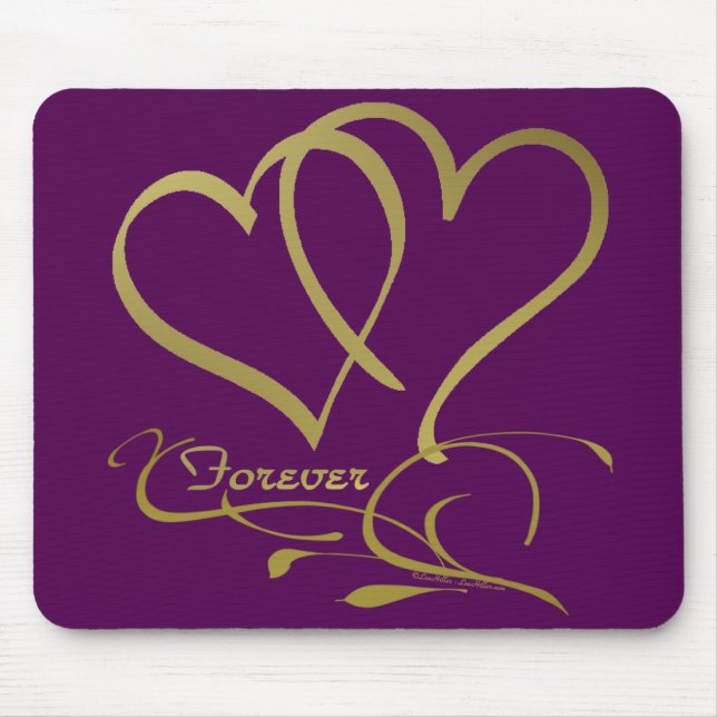 Forever Hearts Gold bearbeitbare Hintergrundfarben Mousepad (Vorne)