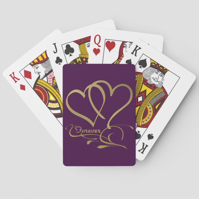 Forever Hearts Gold bearbeitbare Hintergrundfarben Spielkarten (Rückseite)