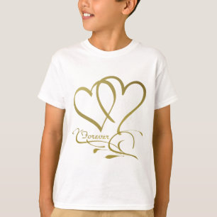 Forever Hearts Gold bearbeitbare Hintergrundfarben T-Shirt