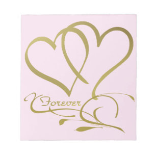 Forever Hearts Gold editierbare Hintergrundfarben Notizblock