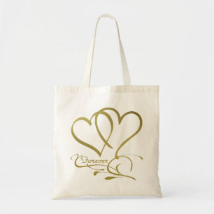 Forever Hearts Gold on White Tragetasche