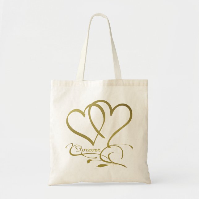 Forever Hearts Gold on White Tragetasche (Vorne)