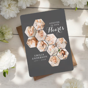 Forever Hearts Memorial Modern 10 Fotos Card