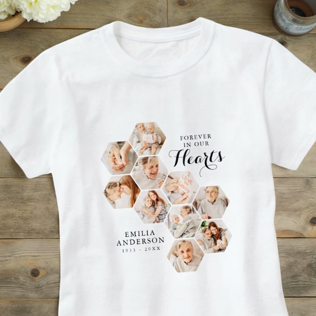 Forever Hearts Memorial Moderne 10 Fotos T-Shirt (Von Creator hochgeladen)