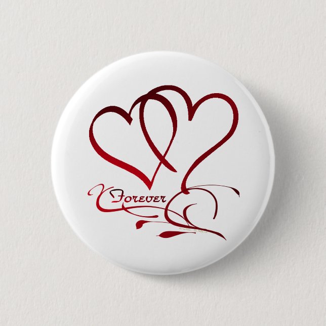 Forever Hearts Red on White Button (Vorderseite)