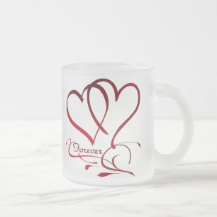 Forever Hearts Rot auf Weiß Mattglastasse