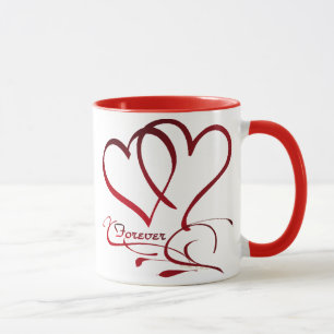 Forever Hearts Rot auf Weiß Tasse