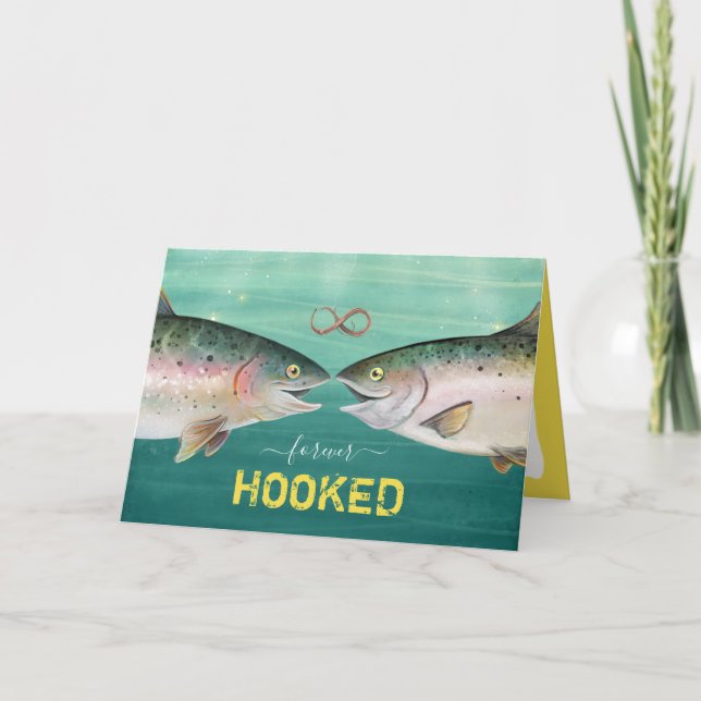 Forever Hooked on You Photo Fish Valentine's Day Karte (Vorderseite)