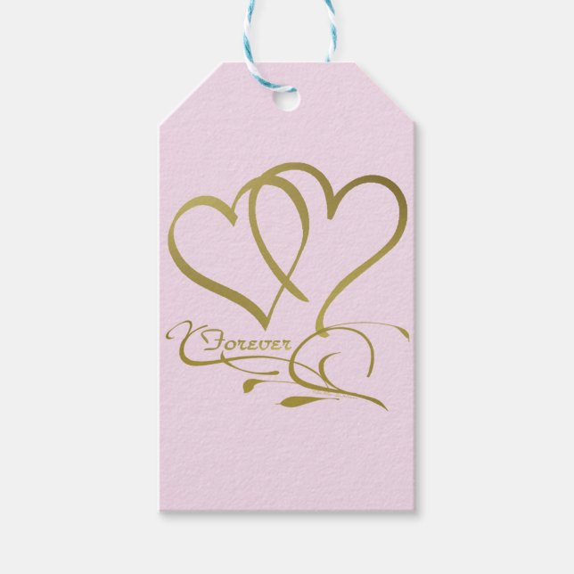 Forever Hört Gold auf Rosa Geschenkanhänger (Vorderseite)