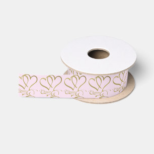 Forever Hört Gold auf Rosa Satinband
