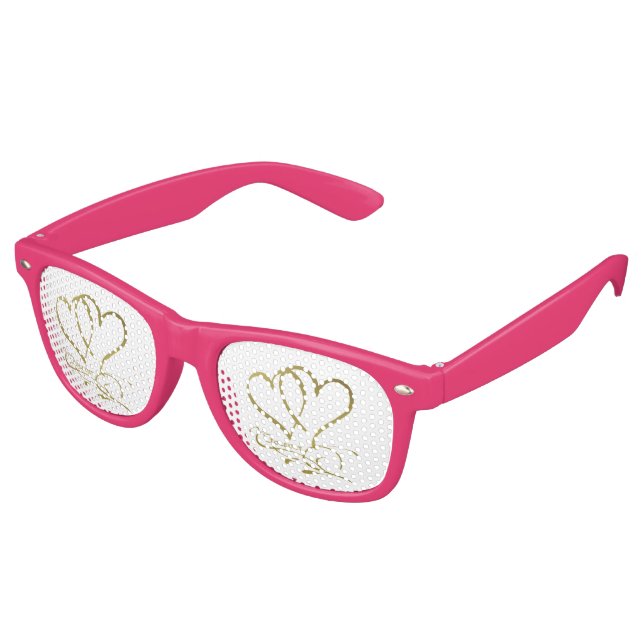 Forever Hört Gold auf Weiß Sonnenbrille (Schrägansicht)
