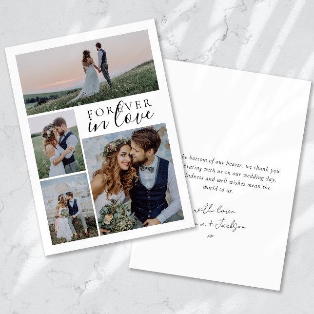 Forever in der Liebe Kalligrafie Hochzeitsszenario Dankeskarte (Von Creator hochgeladen)