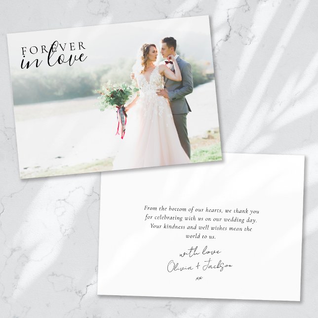 Forever in der Liebe Kalligrafie Hochzeitsszenario Dankeskarte (Von Creator hochgeladen)