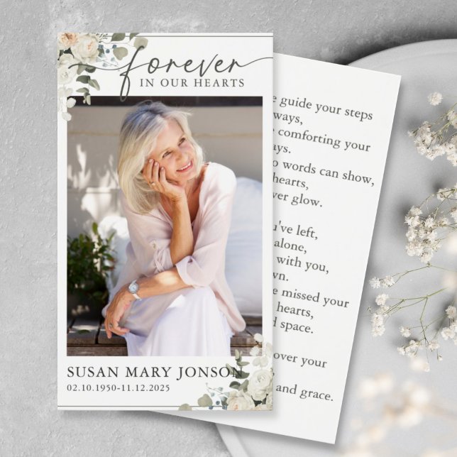 Forever In our Heart Funeral Memorial Prayer Card (Créateur téléchargé)