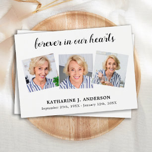 Forever In Our Hearts 3 Photo Funeral Prayer Card