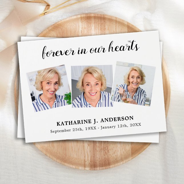 Forever In Our Hearts 3 Photo Funeral Prayer Card (Créateur téléchargé)