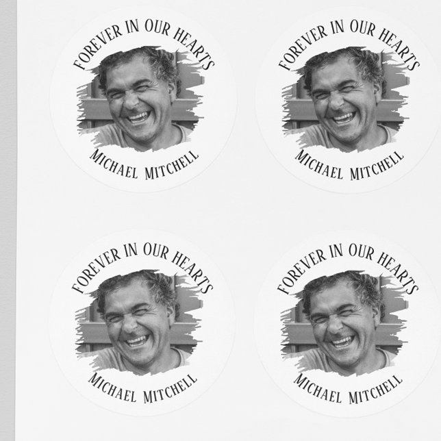 Forever In Our Hearts Brushed Photo Funeral Runder Aufkleber (Von Creator hochgeladen)