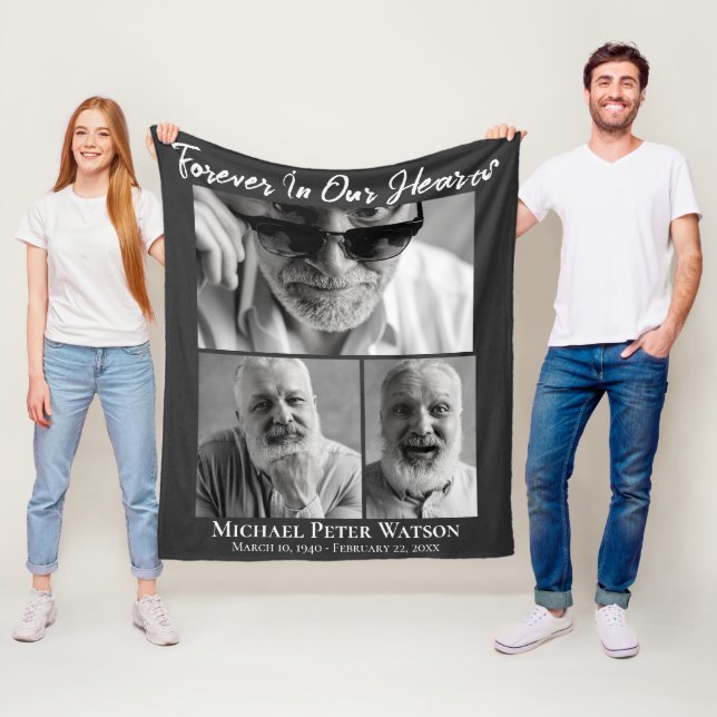 Forever in our Hearts Dad Grandpa Memorial Fleecedecke (Beispiel)