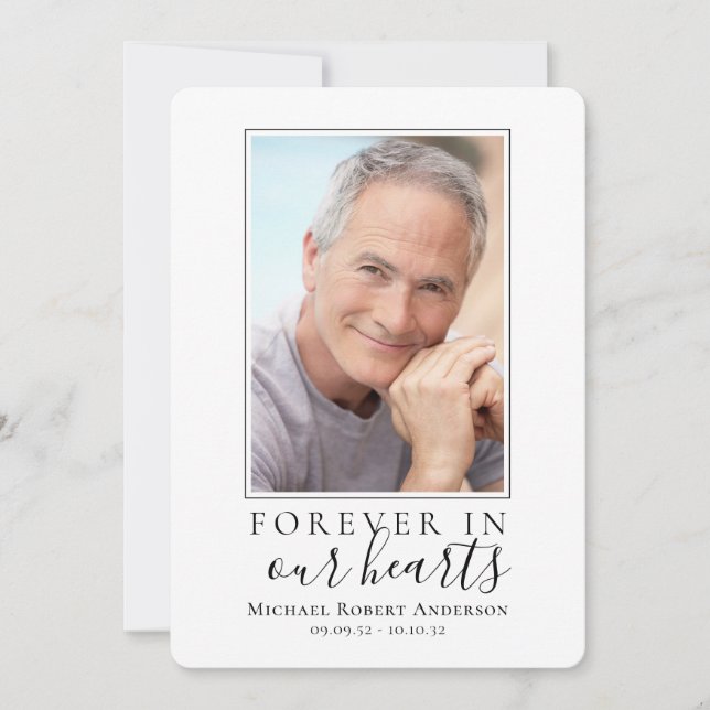 Forever in Our Hearts Foto Beerdigung Beileid Dankeskarte (Vorderseite)