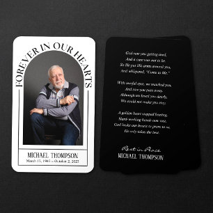 Forever in Our Hearts Funeral Memorial Prayer Card