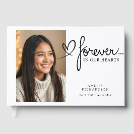 Forever In Our Hearts Modern Photo Memorial Gästebuch