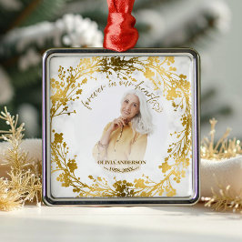 Forever In Our Hearts Personalized Photo Memorial Ornament Aus Metall