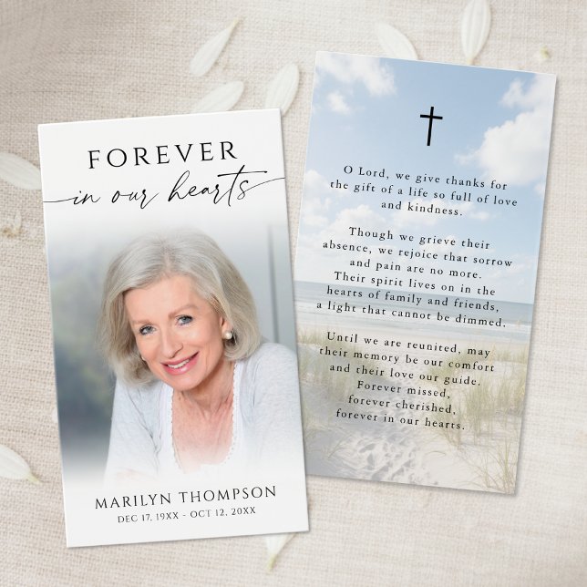Forever in Our Hearts Photo Beach Prayer Cards (Von Creator hochgeladen)