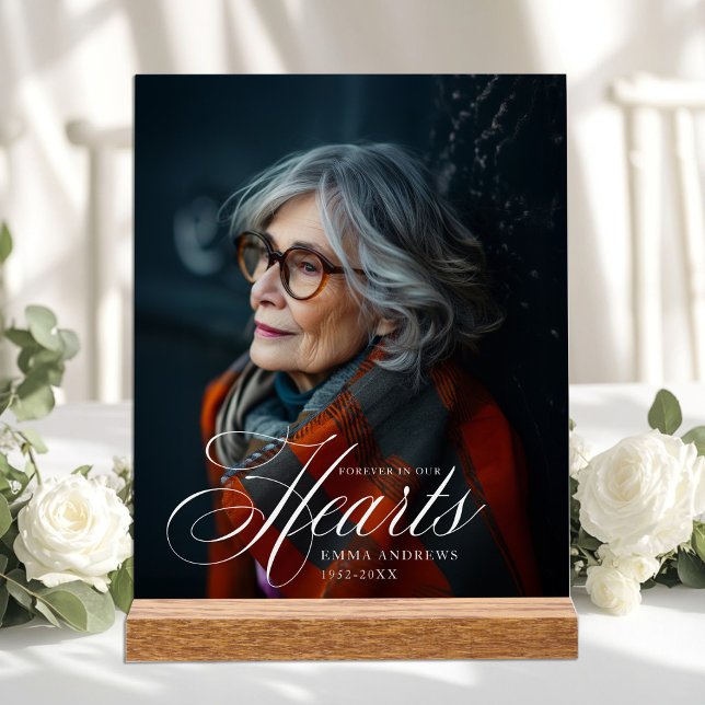 "Forever in Our Hearts" Photo Funeral Memorial ("Forever in Our Hearts" Photo Funeral Memorial Acrylic Sign)