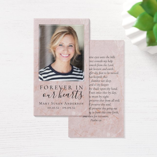 Forever in Our Hearts Photo Funeral Prayer Card (Bureau)