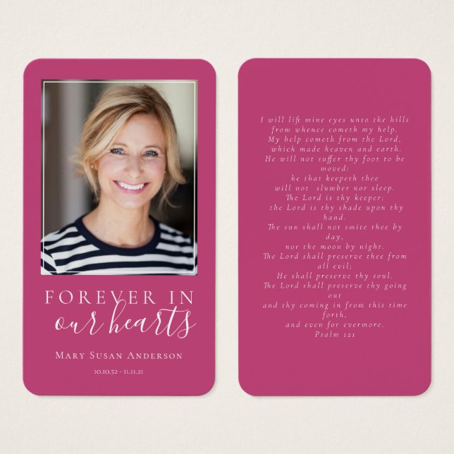 Forever in Our Hearts Photo Funeral Prayer Card (Devant & derrière)