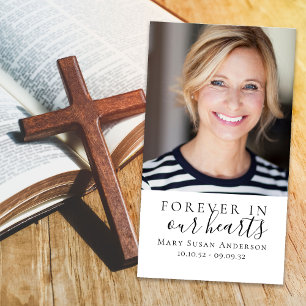 Forever in Our Hearts Photo Funeral Prayer Card