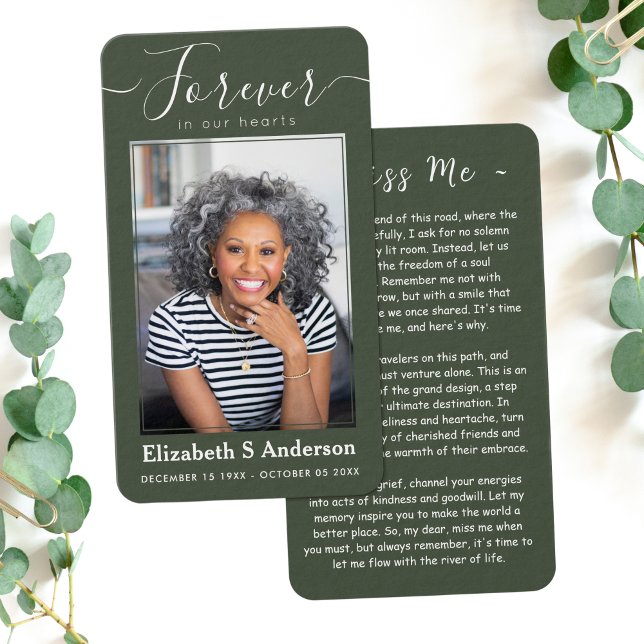 Forever in Our Hearts Photo Funeral Prayer Card (Créateur téléchargé)