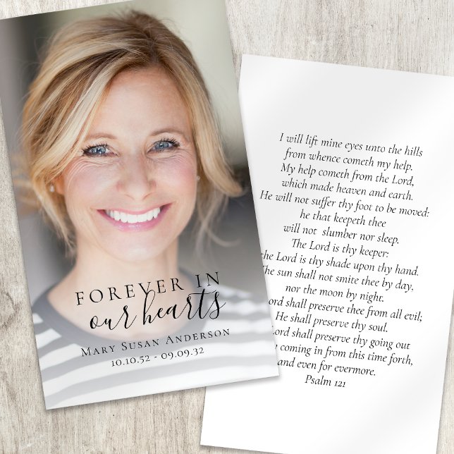 Forever in Our Hearts Photo Funeral Prayer Card (Créateur téléchargé)