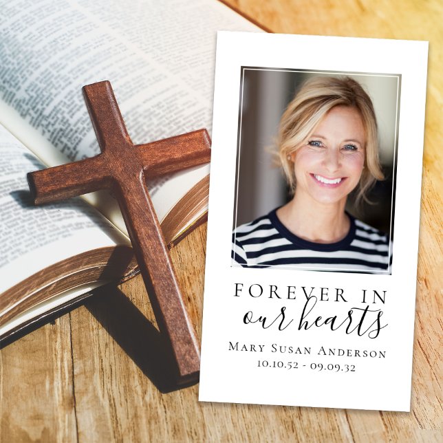 Forever in Our Hearts Photo Funeral Prayer Card (Créateur téléchargé)