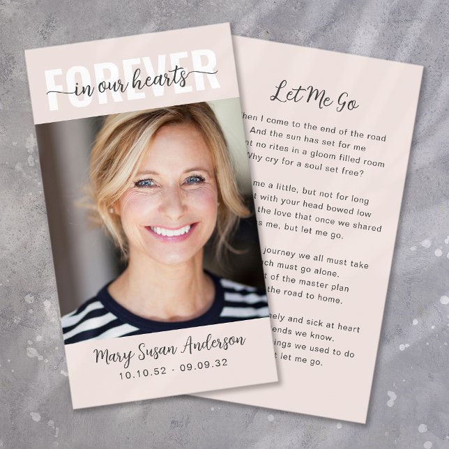 Forever in Our Hearts Photo Funeral Prayer Card (Créateur téléchargé)