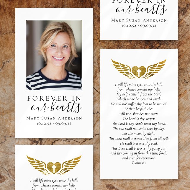 Forever in Our Hearts Photo Funeral Prayer Card (Créateur téléchargé)