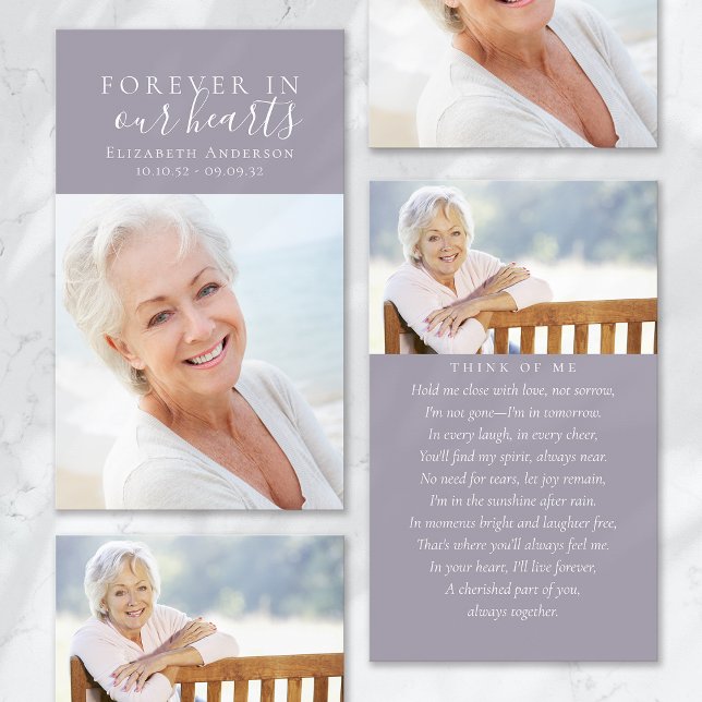 Forever in Our Hearts Photo Funeral Prayer Card (Créateur téléchargé)